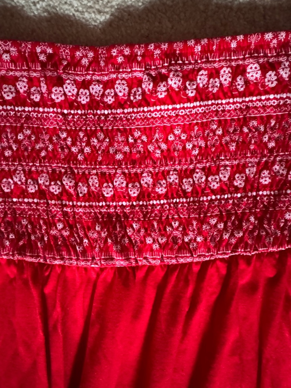 No Boundaries Red Maxi Skirt with White Border Print - Picture 3 of 3